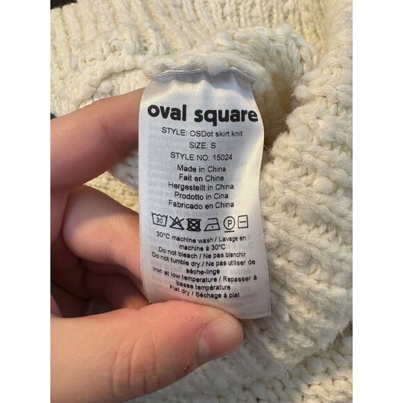 NEW Oval Square Dot Knit Sweater Mini Skirt Off White Small Elastic Waist Cream - Picture 7 of 12